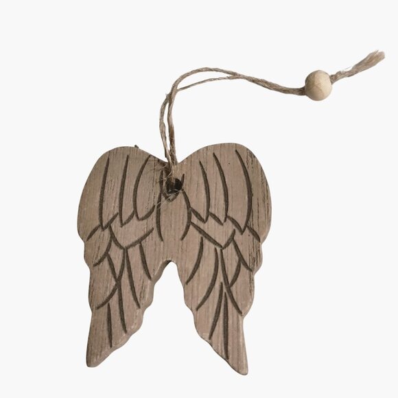 Wood Angel Wings Ornament Rustic Decoration Jute String - Picture 1 of 3